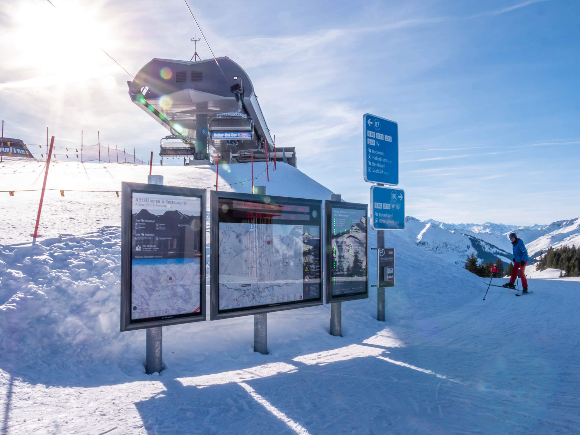 Pistenleitsystem Übersicht Panoramakarten Öffnungsinformation Skicircus Saalbach Hinterglemm